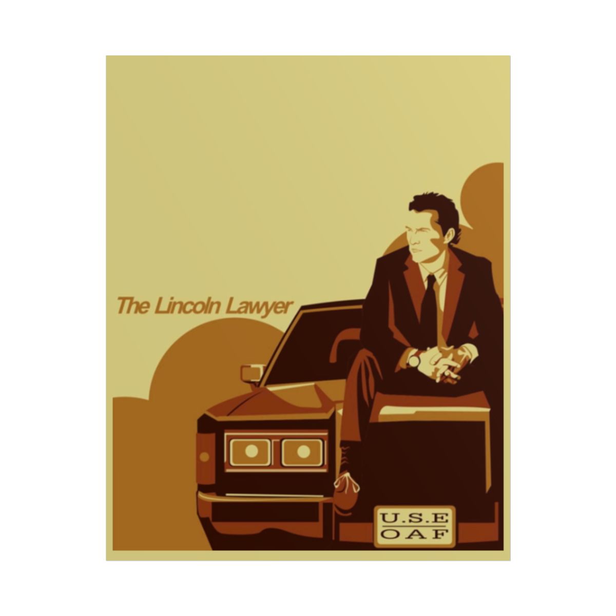 The Lincoln Lawyer Poster | Vintage Car Lawyer Illustration, Retro Film Print | Lincoln Lawyer